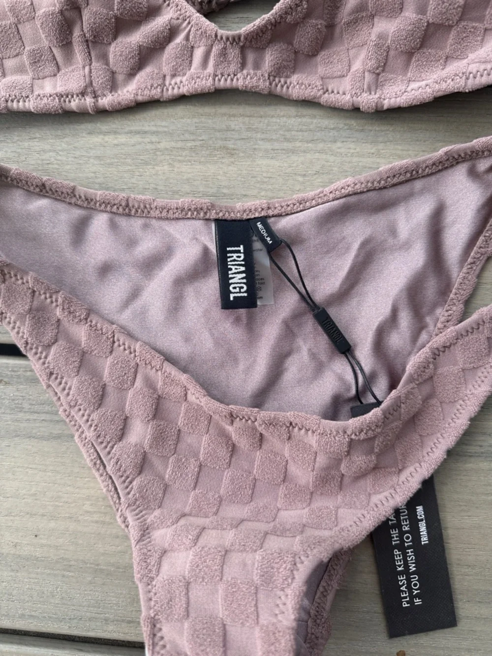triangl swimwear textured checkered bikini set NWT